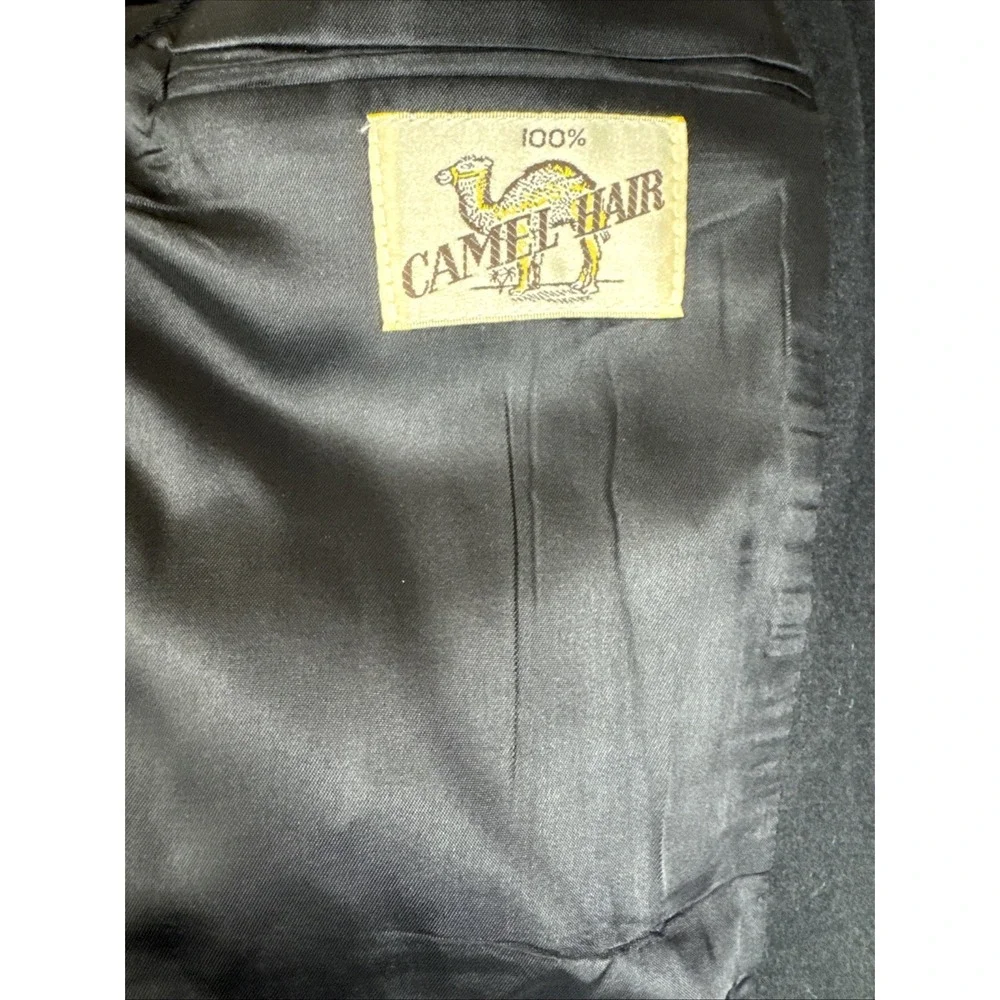 Hunt Valley 100% Camel Hair Sport Coat Blazer Black‎ 2 Button Mens 40s